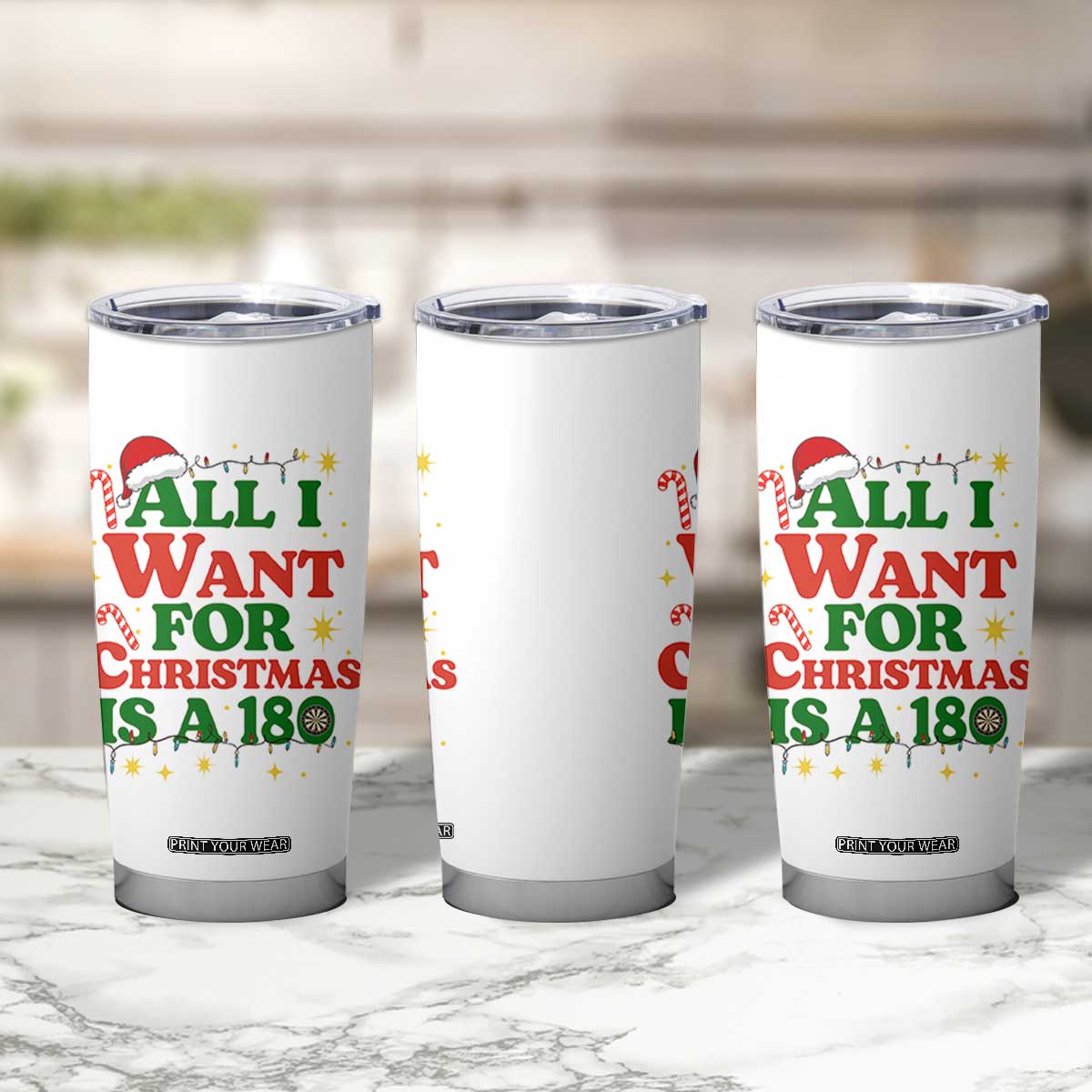 Funny Dart Player Tumbler Cup All I Want For Christmas Is A 180 TS12 Print Your Wear