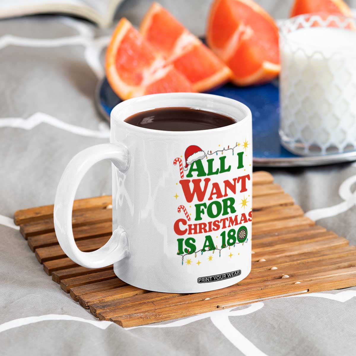Funny Dart Player Coffee Mug All I Want For Christmas Is A 180 TS12 Print Your Wear