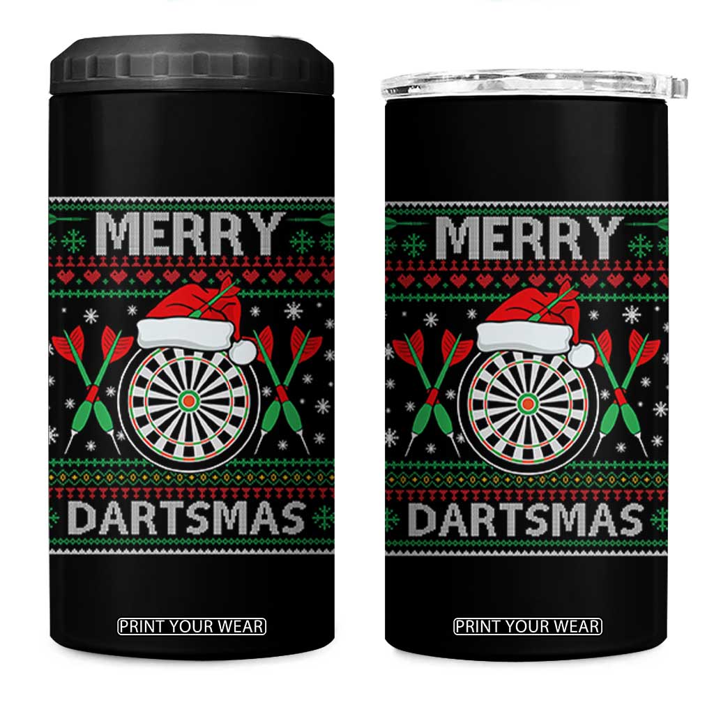 Christmas Dart Player Gift 4 in 1 Can Cooler Tumbler Merry Dartsmas TS12 One Size: 16 oz Black Print Your Wear