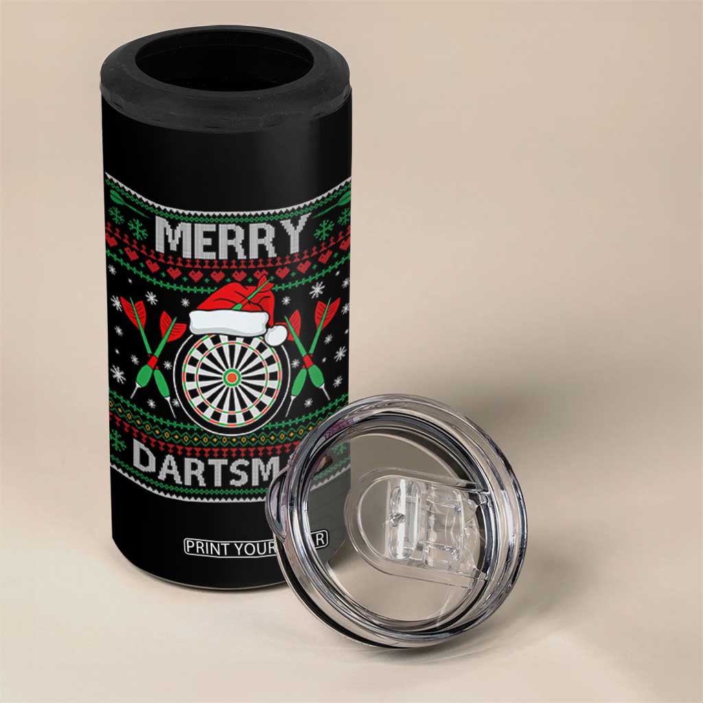 Christmas Dart Player Gift 4 in 1 Can Cooler Tumbler Merry Dartsmas TS12 Print Your Wear