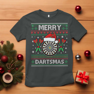 Christmas Dart Player Gift T Shirt Merry Dartsmas TS12 Dark Heather Print Your Wear