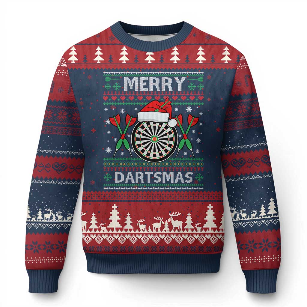 Xmas Dart Player Gift Ugly Christmas Sweater Merry Dartsmas TS12 Navy Red Print Your Wear