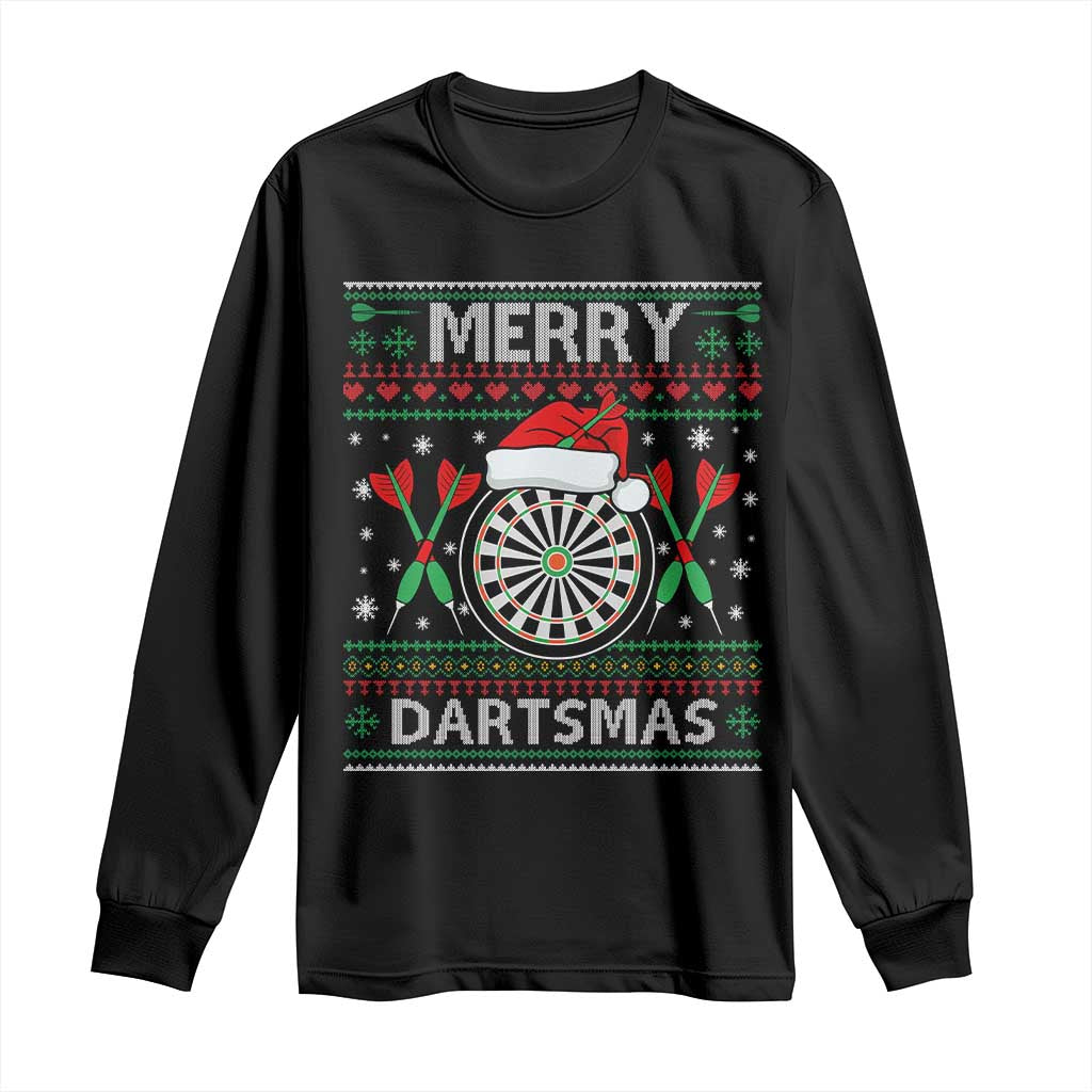Christmas Dart Player Gift Long Sleeve Shirt Merry Dartsmas TS12 Black Print Your Wear