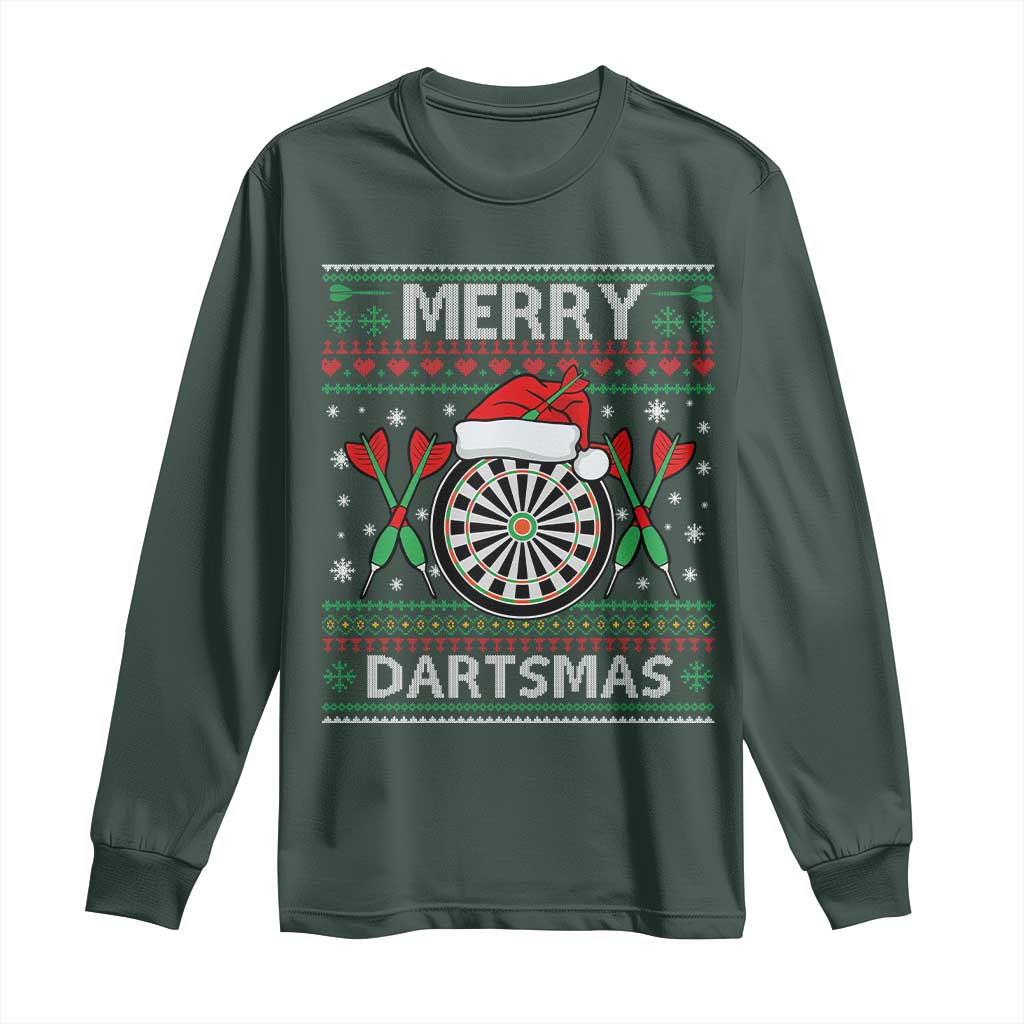 Christmas Dart Player Gift Long Sleeve Shirt Merry Dartsmas TS12 Dark Forest Green Print Your Wear