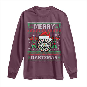 Christmas Dart Player Gift Long Sleeve Shirt Merry Dartsmas TS12 Maroon Print Your Wear