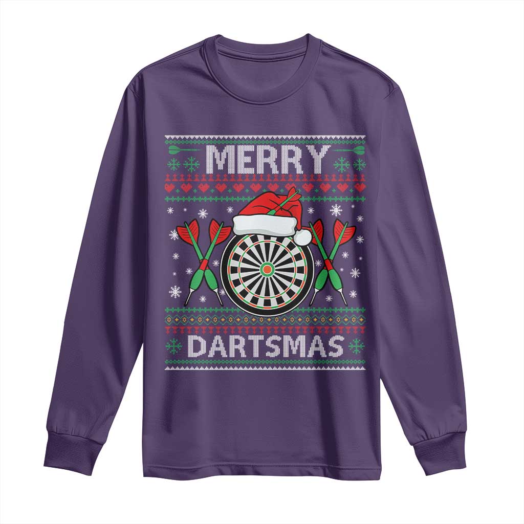 Christmas Dart Player Gift Long Sleeve Shirt Merry Dartsmas TS12 Purple Print Your Wear