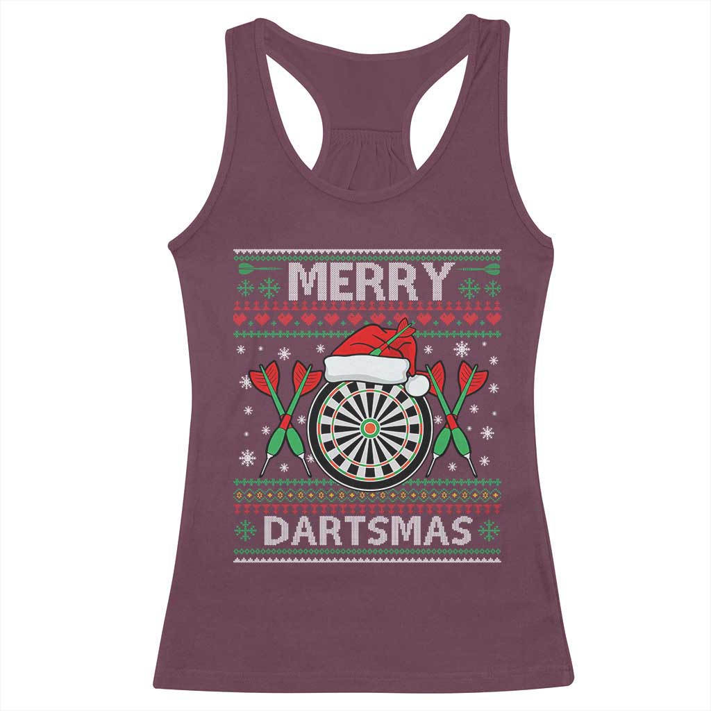 Christmas Dart Player Gift Racerback Tank Top Merry Dartsmas TS12 Maroon Print Your Wear