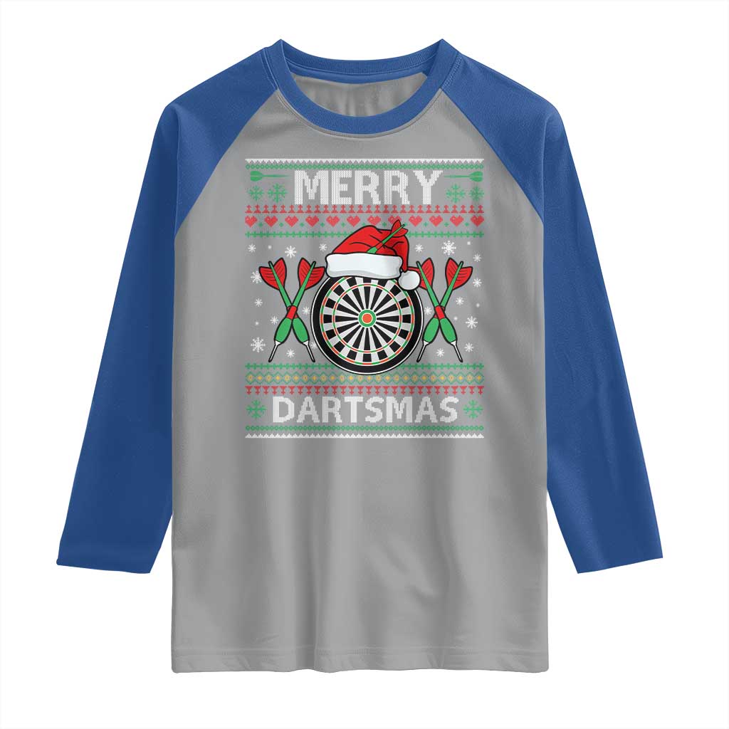 Christmas Dart Player Gift Raglan Shirt Merry Dartsmas TS12 Sport Gray Royal Print Your Wear