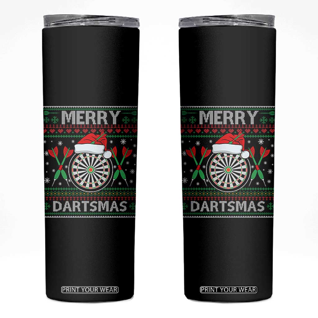 Christmas Dart Player Gift Skinny Tumbler Merry Dartsmas TS12 Black Print Your Wear