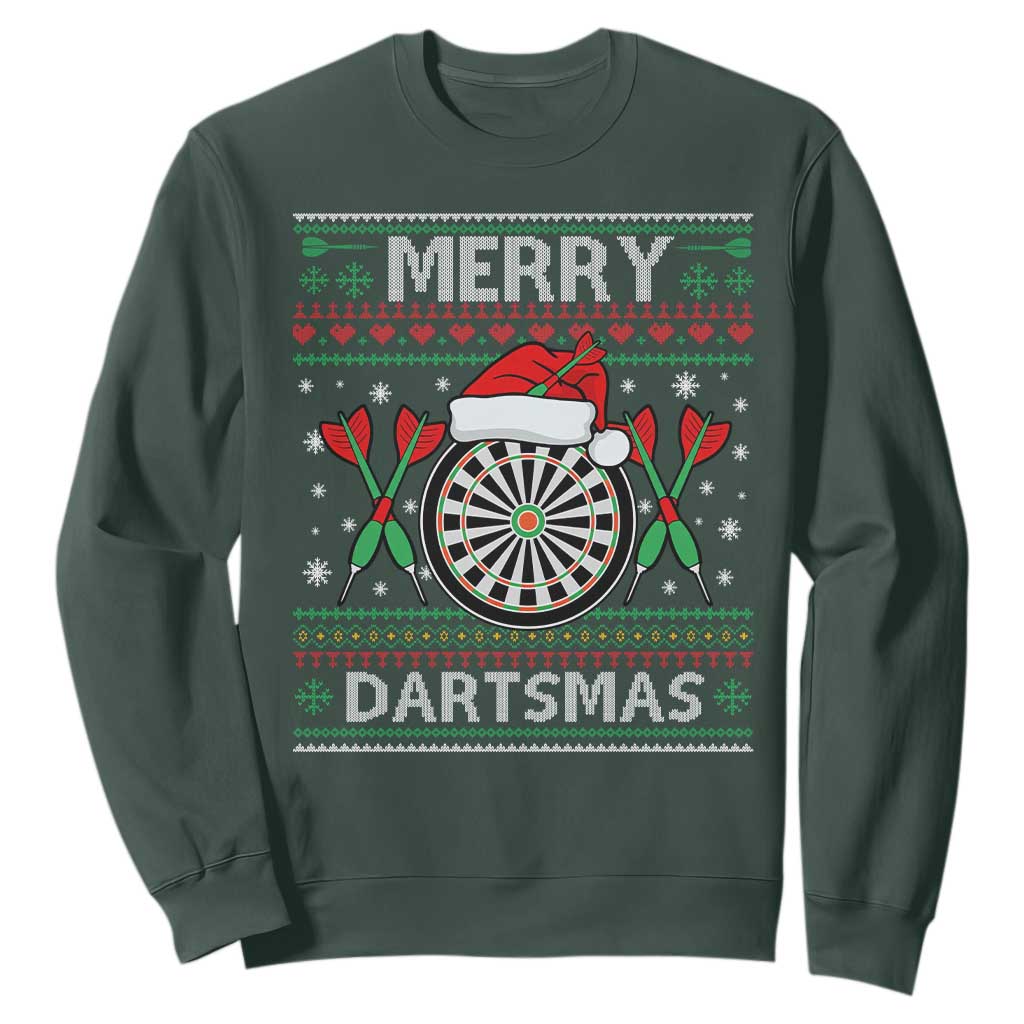 Christmas Dart Player Gift Sweatshirt Merry Dartsmas TS12 Dark Forest Green Print Your Wear