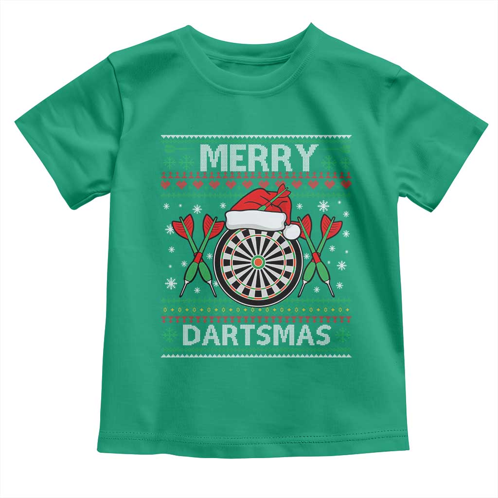 Christmas Dart Player Gift Toddler T Shirt Merry Dartsmas TS12 Irish Green Print Your Wear