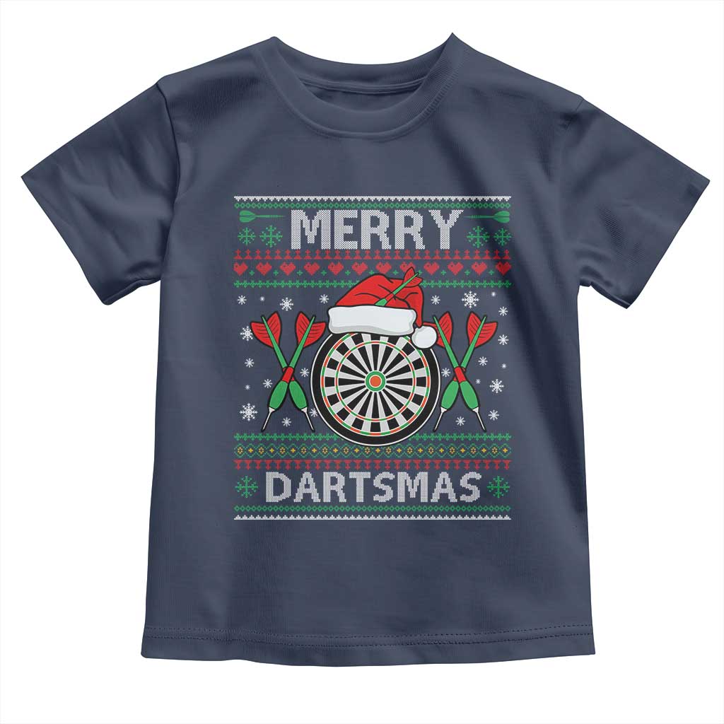 Christmas Dart Player Gift Toddler T Shirt Merry Dartsmas TS12 Navy Print Your Wear