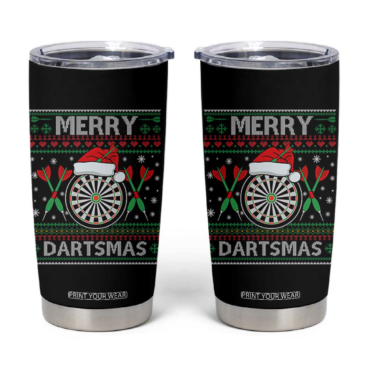 Christmas Dart Player Gift Tumbler Cup Merry Dartsmas TS12 Black Print Your Wear