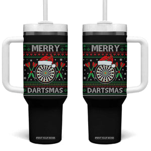 Christmas Dart Player Gift Tumbler With Handle Merry Dartsmas TS12 One Size: 40 oz Black Print Your Wear