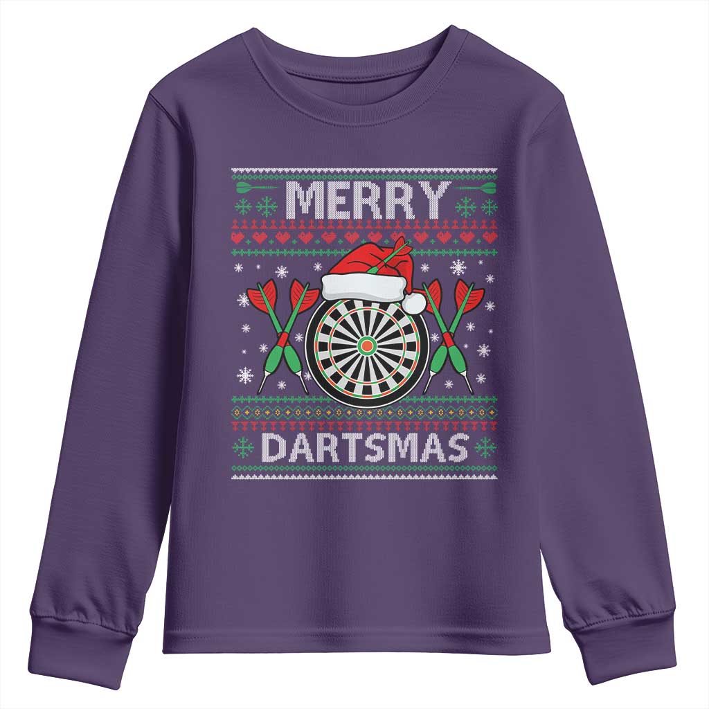 Christmas Dart Player Gift Youth Sweatshirt Merry Dartsmas TS12 Purple Print Your Wear