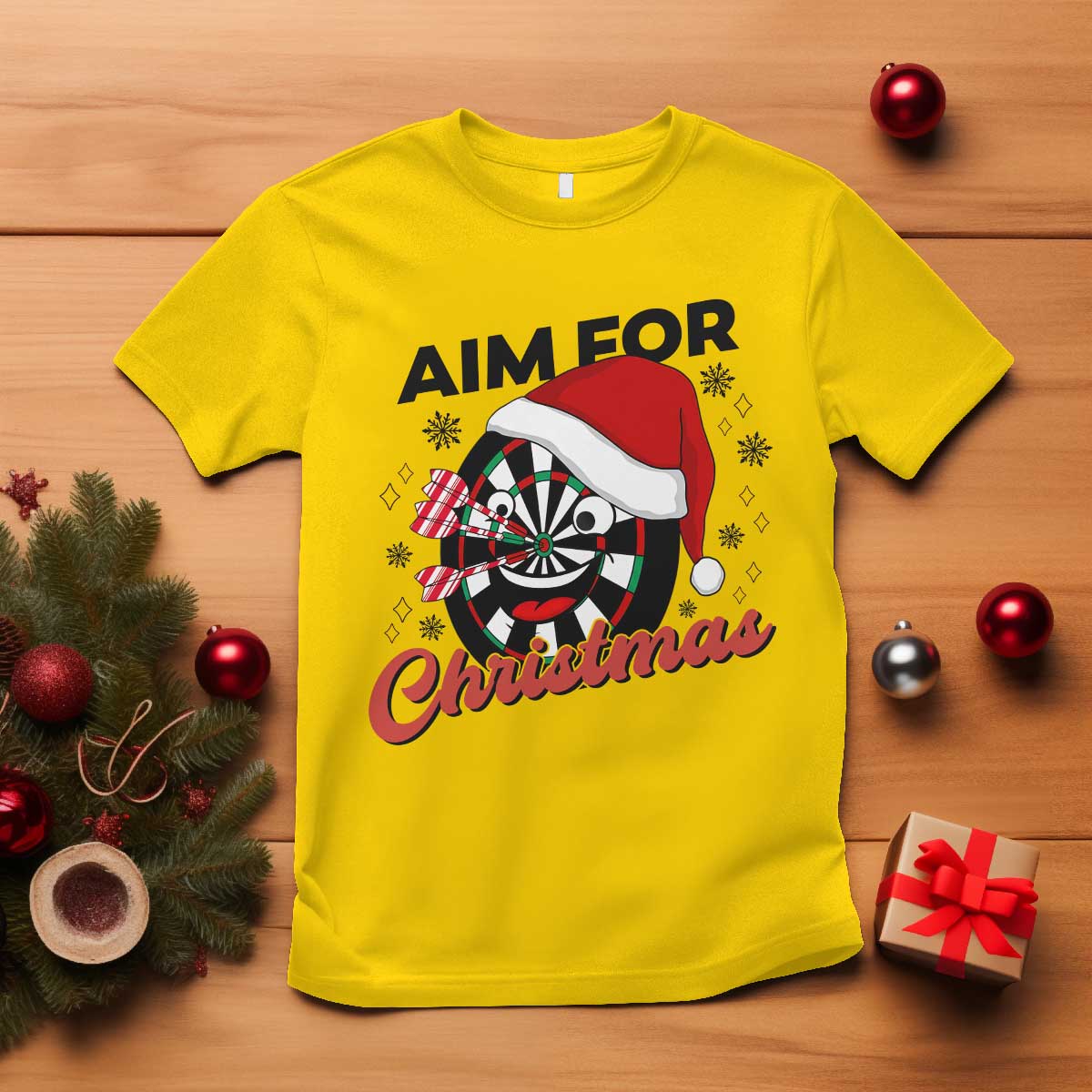 Funny Dart Player Aim For Christmas T Shirt Gift For Dartist TS12 Daisy Print Your Wear