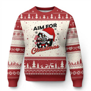 Funny Dart Player Aim For Xmas Ugly Christmas Sweater Gift For Dartist TS12 Beige Red Print Your Wear