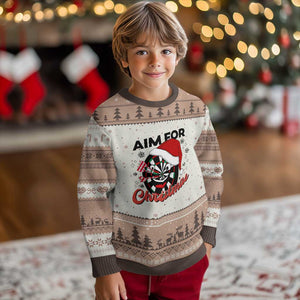 Funny Dart Player Aim For Xmas Ugly Christmas Sweater Gift For Dartist TS12 Mocha Mousse Print Your Wear