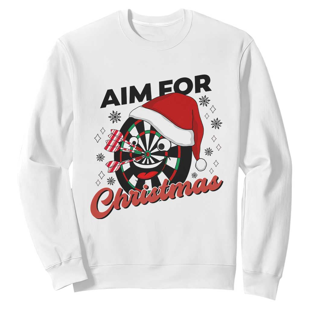 Funny Dart Player Aim For Christmas Sweatshirt Gift For Dartist TS12 White Print Your Wear