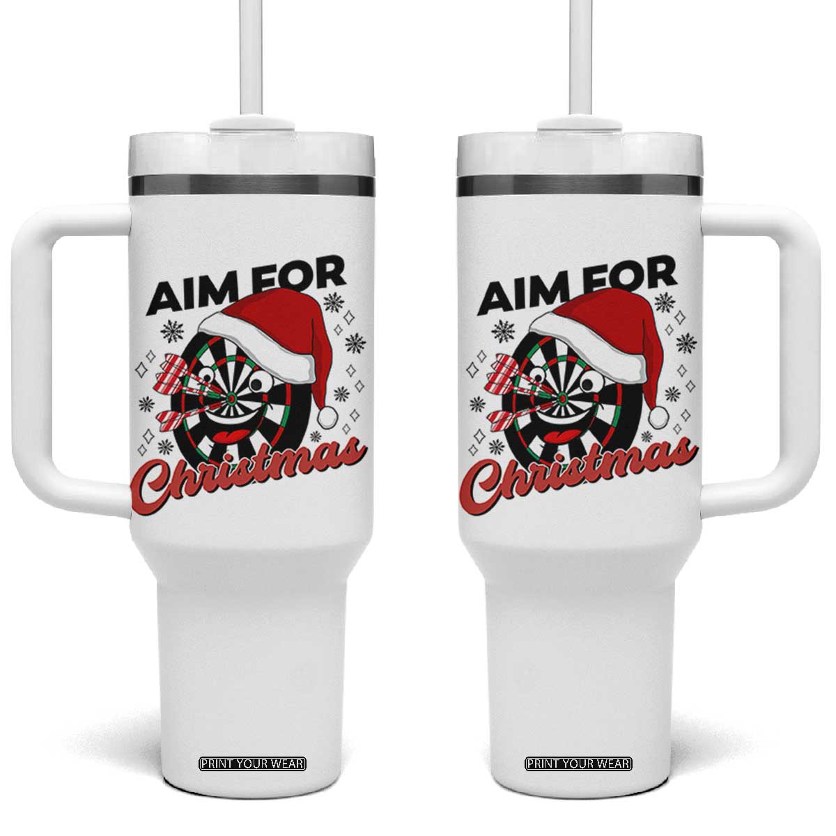 Funny Dart Player Aim For Christmas Tumbler With Handle Gift For Dartist TS12 One Size: 40 oz White Print Your Wear