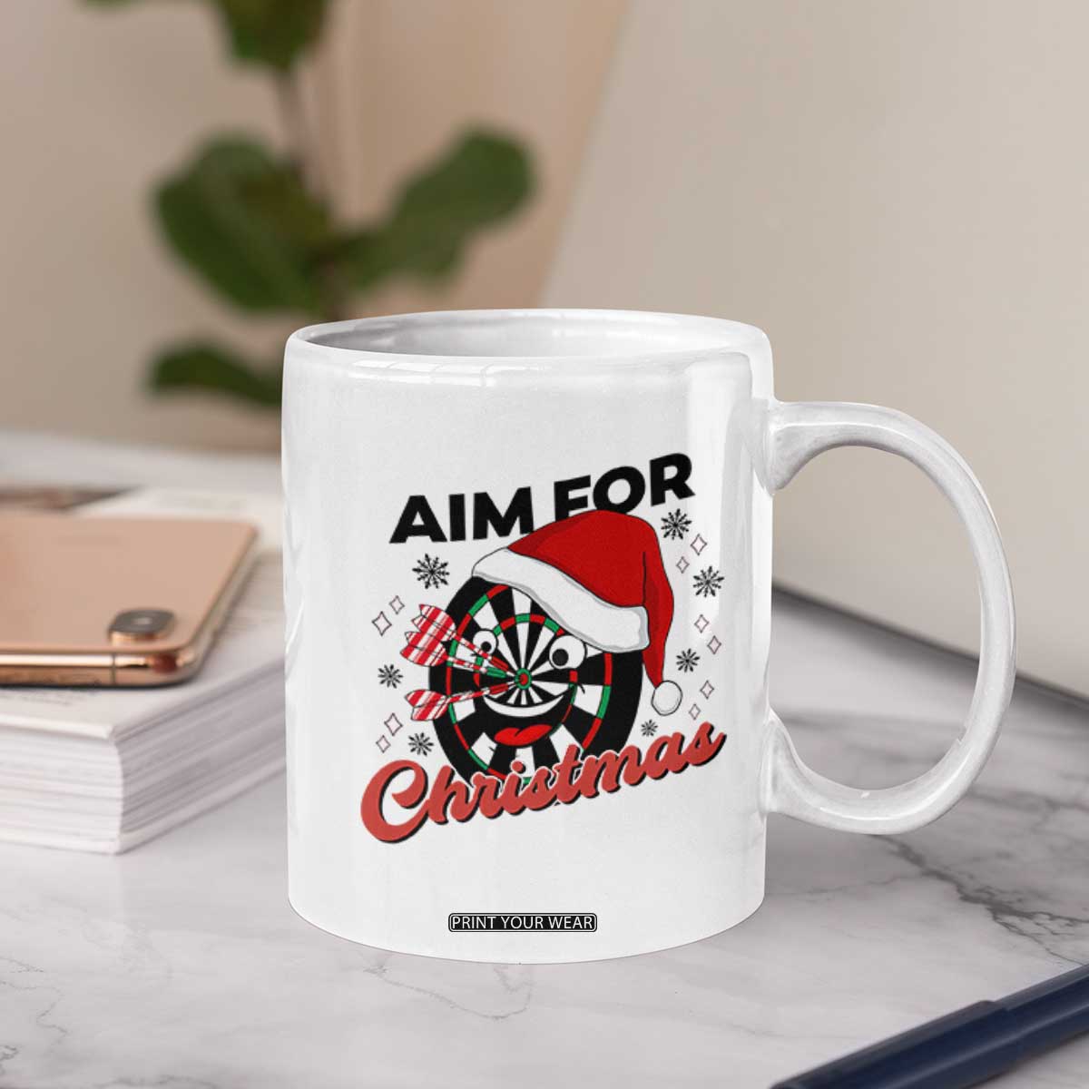 Funny Dart Player Aim For Christmas Coffee Mug Gift For Dartist TS12 Print Your Wear