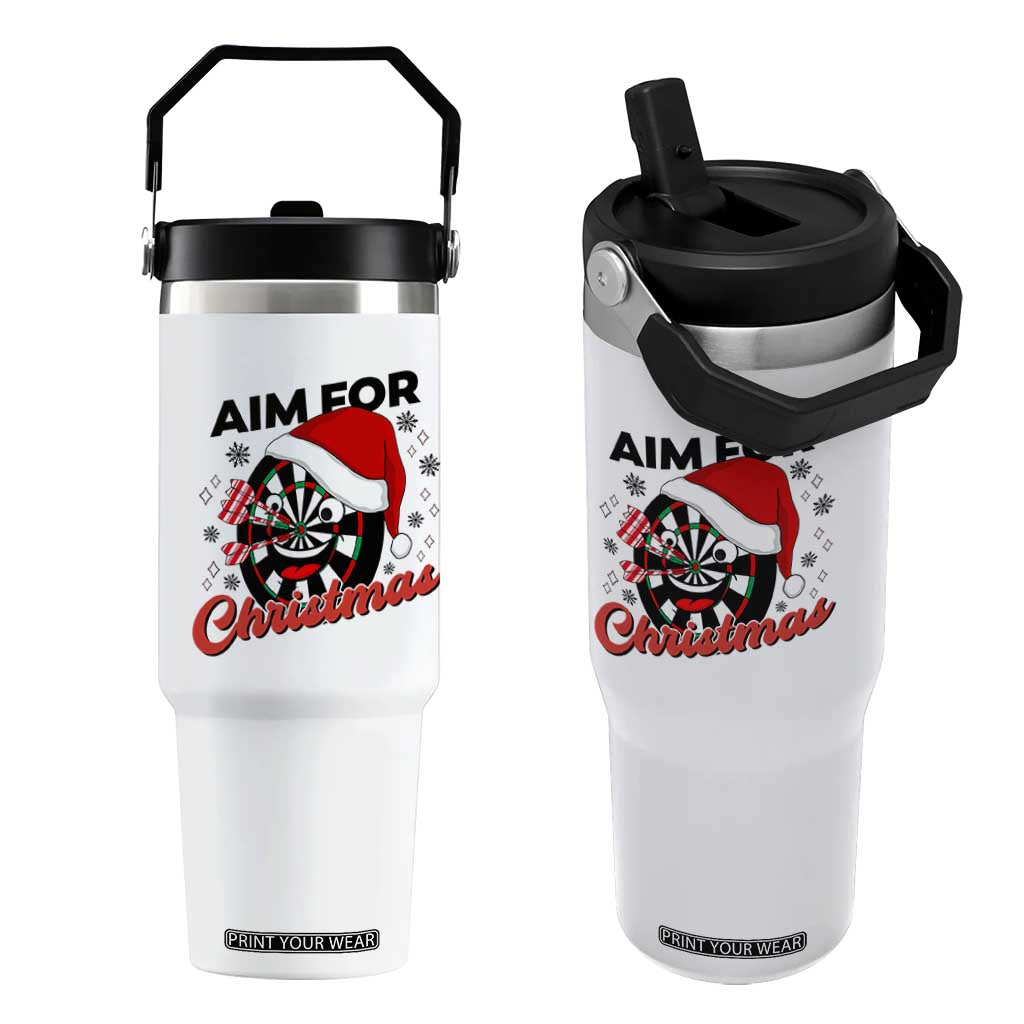 Funny Dart Player Aim For Christmas Flip Straw Tumbler Gift For Dartist TS12 One Size: 30 oz White Print Your Wear