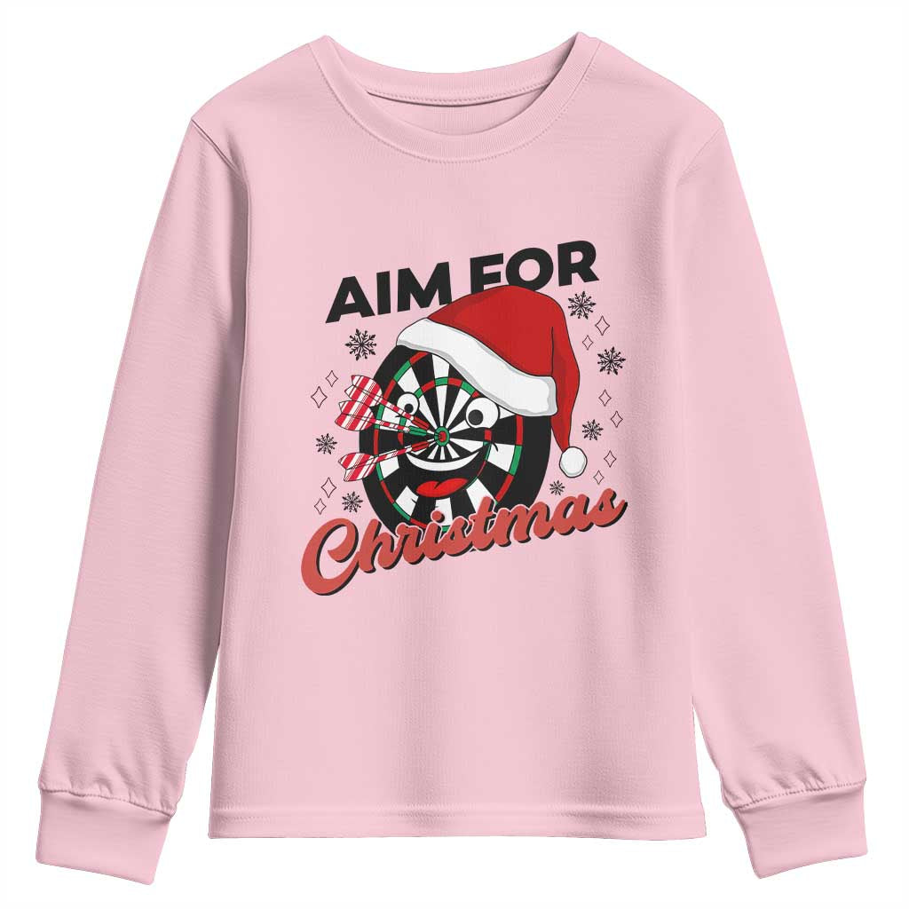Funny Dart Player Aim For Christmas Youth Sweatshirt Gift For Dartist TS12 Light Pink Print Your Wear