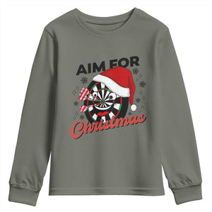 Funny Dart Player Aim For Christmas Youth Sweatshirt Gift For Dartist TS12 Military Green Print Your Wear