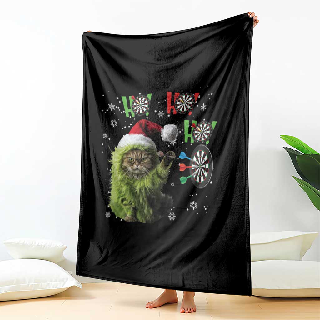 Funny Cat Throwing Dart Ho Ho Ho Throw Blanket Christmas Gift For Dart Player TS12 Print Your Wear