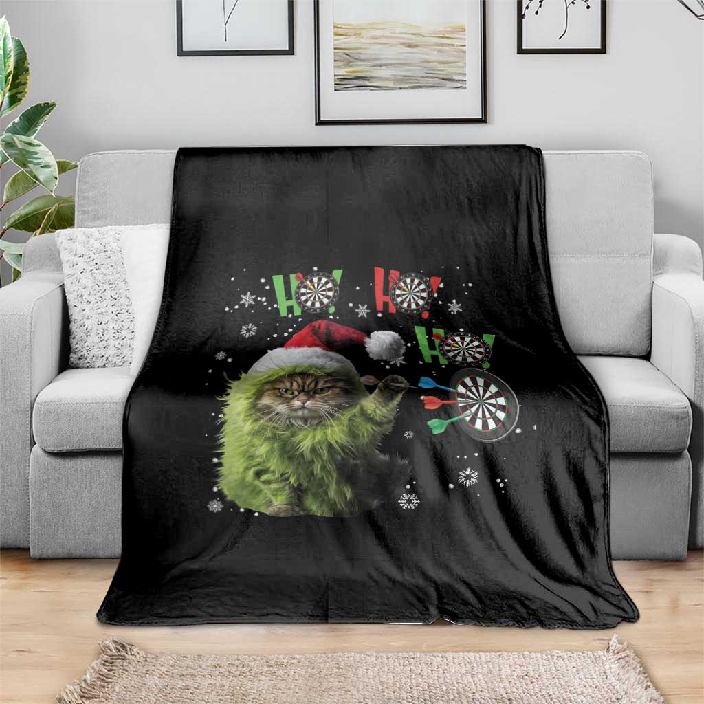 Funny Cat Throwing Dart Ho Ho Ho Throw Blanket Christmas Gift For Dart Player TS12 Print Your Wear