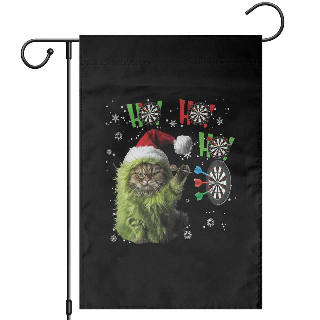 Funny Cat Throwing Dart Ho Ho Ho Garden Flag Christmas Gift For Dart Player TS12 Black Print Your Wear