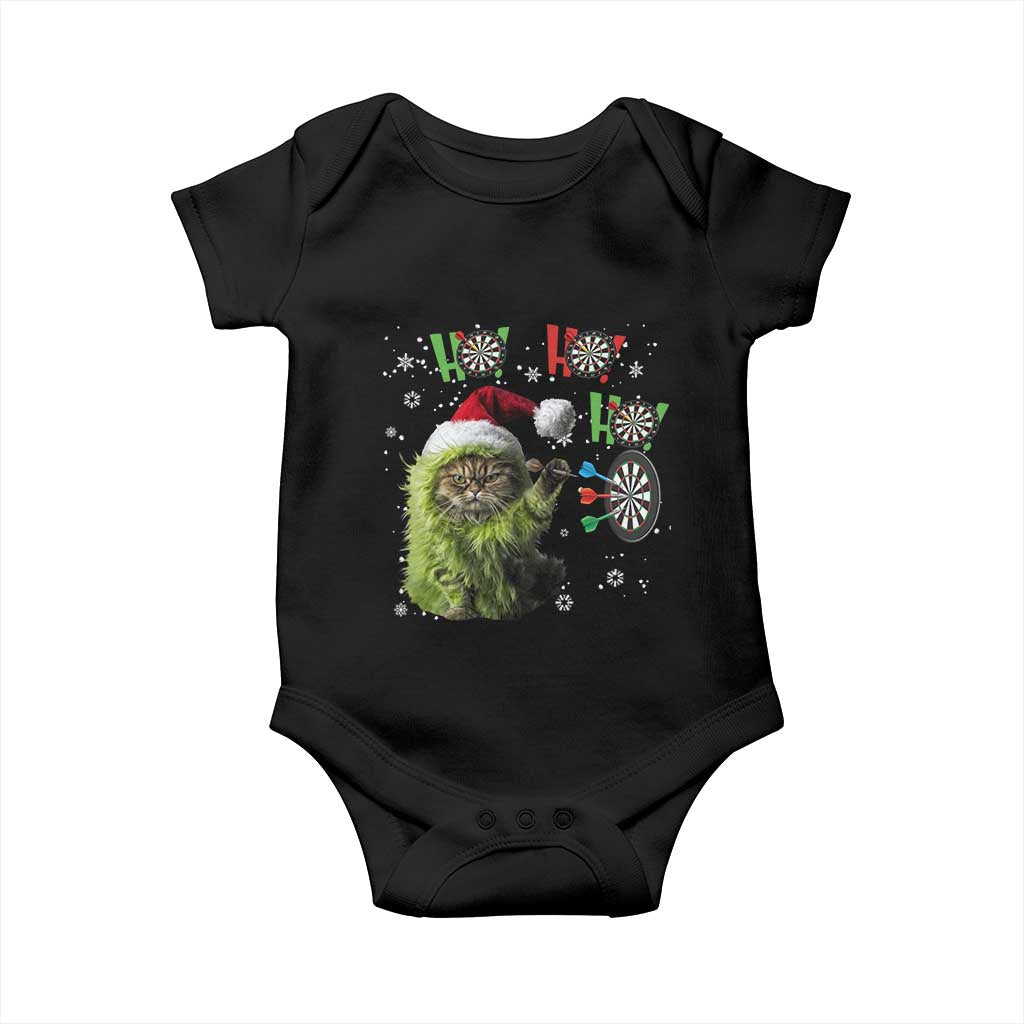 Funny Cat Throwing Dart Ho Ho Ho Baby Onesie Christmas Gift For Dart Player TS12 Black Print Your Wear
