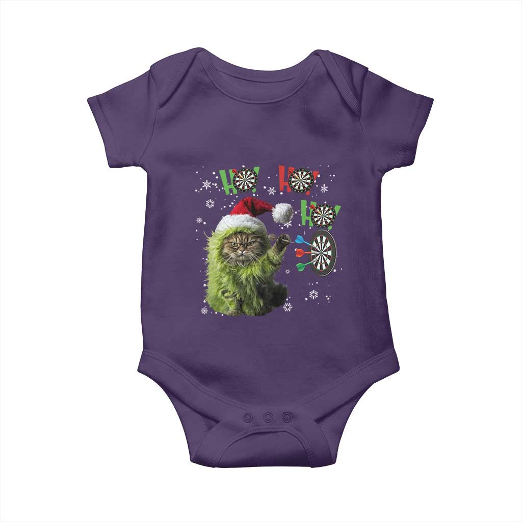 Funny Cat Throwing Dart Ho Ho Ho Baby Onesie Christmas Gift For Dart Player TS12 Purple Print Your Wear