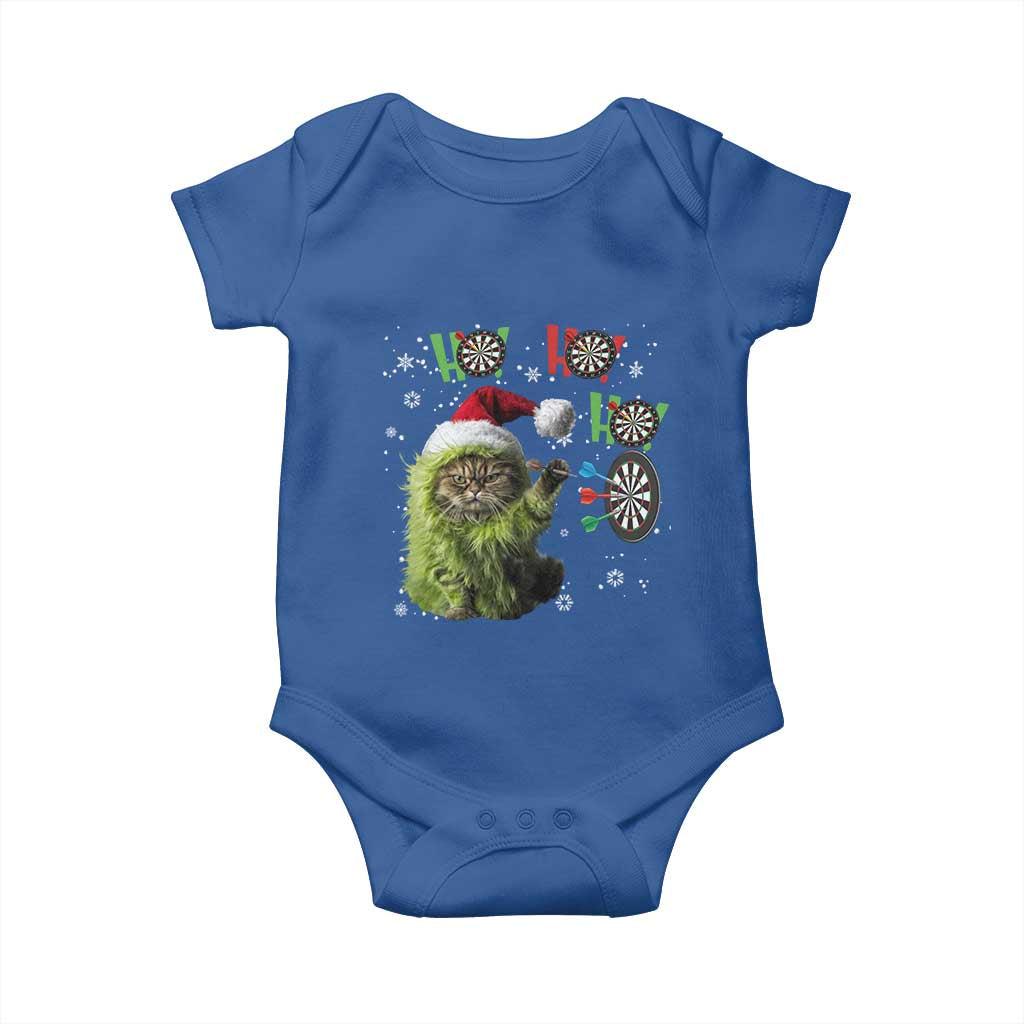 Funny Cat Throwing Dart Ho Ho Ho Baby Onesie Christmas Gift For Dart Player TS12 Royal Blue Print Your Wear