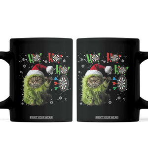 Funny Cat Throwing Dart Ho Ho Ho Coffee Mug Christmas Gift For Dart Player TS12 Black Print Your Wear