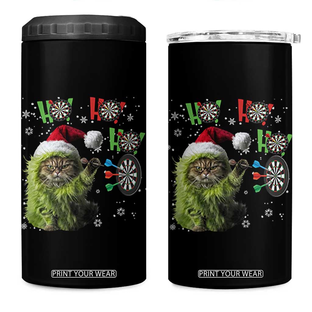 Funny Cat Throwing Dart Ho Ho Ho 4 in 1 Can Cooler Tumbler Christmas Gift For Dart Player TS12 One Size: 16 oz Black Print Your Wear