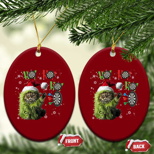 Funny Cat Throwing Dart Ho Ho Ho Ceramic Ornament Christmas Gift For Dart Player TS12 Print Your Wear