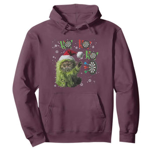 Funny Cat Throwing Dart Ho Ho Ho Hoodie Christmas Gift For Dart Player TS12 Maroon Print Your Wear