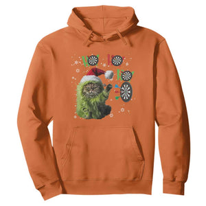 Funny Cat Throwing Dart Ho Ho Ho Hoodie Christmas Gift For Dart Player TS12 Orange Print Your Wear