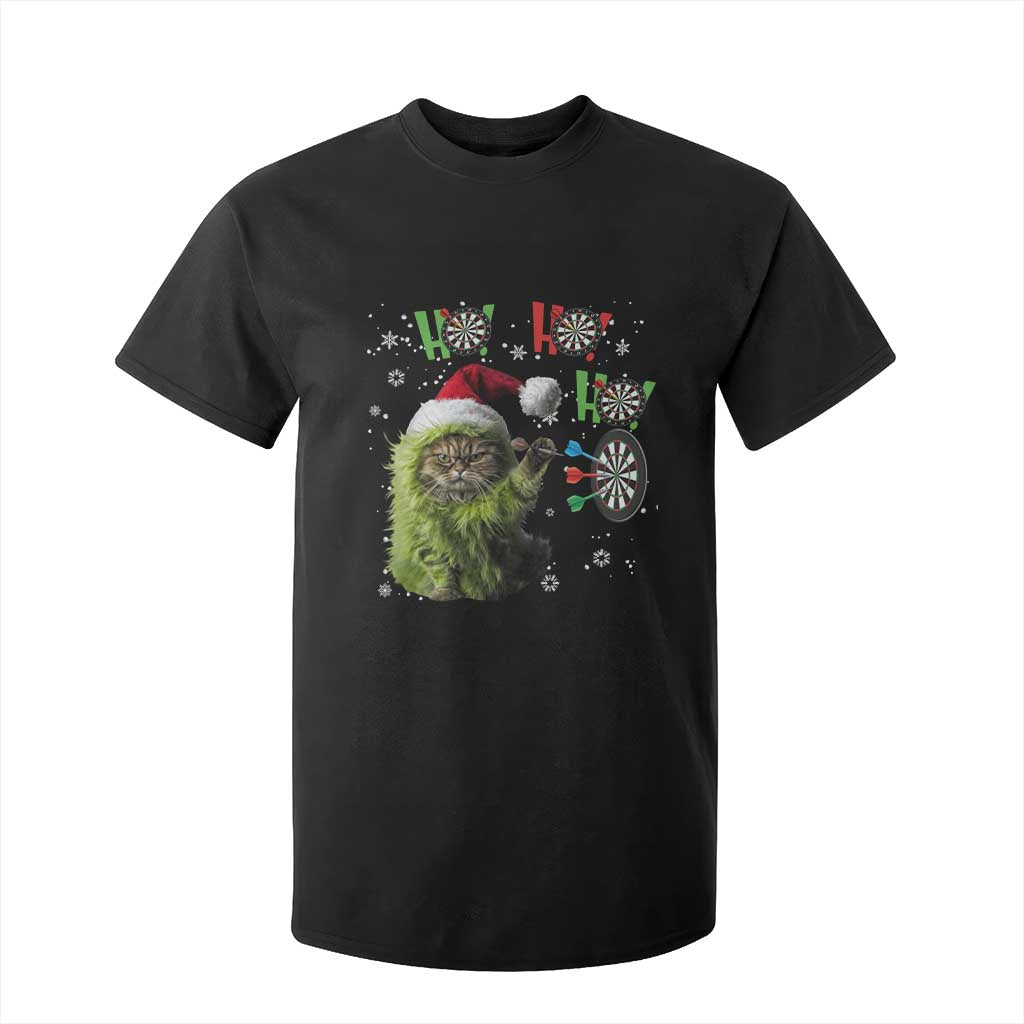 Funny Cat Throwing Dart Ho Ho Ho T Shirt For Kid Christmas Gift For Dart Player TS12 Black Print Your Wear