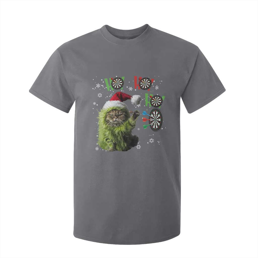 Funny Cat Throwing Dart Ho Ho Ho T Shirt For Kid Christmas Gift For Dart Player TS12 Charcoal Print Your Wear