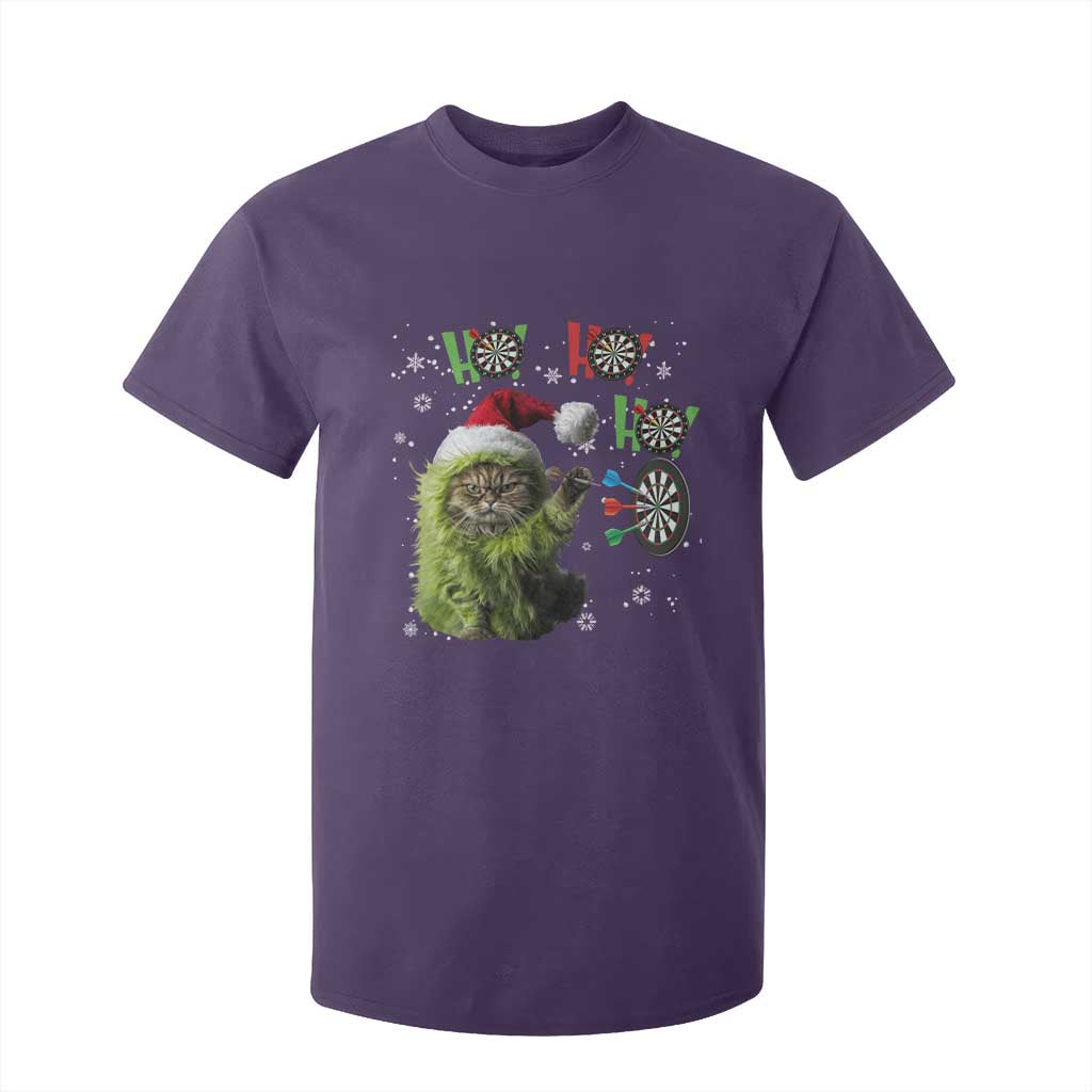 Funny Cat Throwing Dart Ho Ho Ho T Shirt For Kid Christmas Gift For Dart Player TS12 Purple Print Your Wear