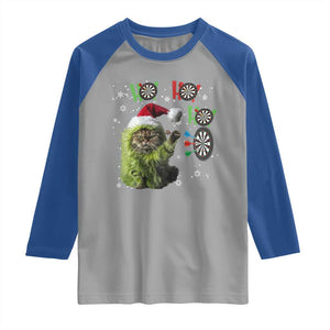 Funny Cat Throwing Dart Ho Ho Ho Raglan Shirt Christmas Gift For Dart Player TS12 Sport Gray Royal Print Your Wear