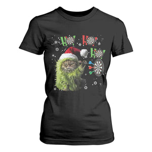 Funny Cat Throwing Dart Ho Ho Ho T Shirt For Women Christmas Gift For Dart Player TS12 Black Print Your Wear