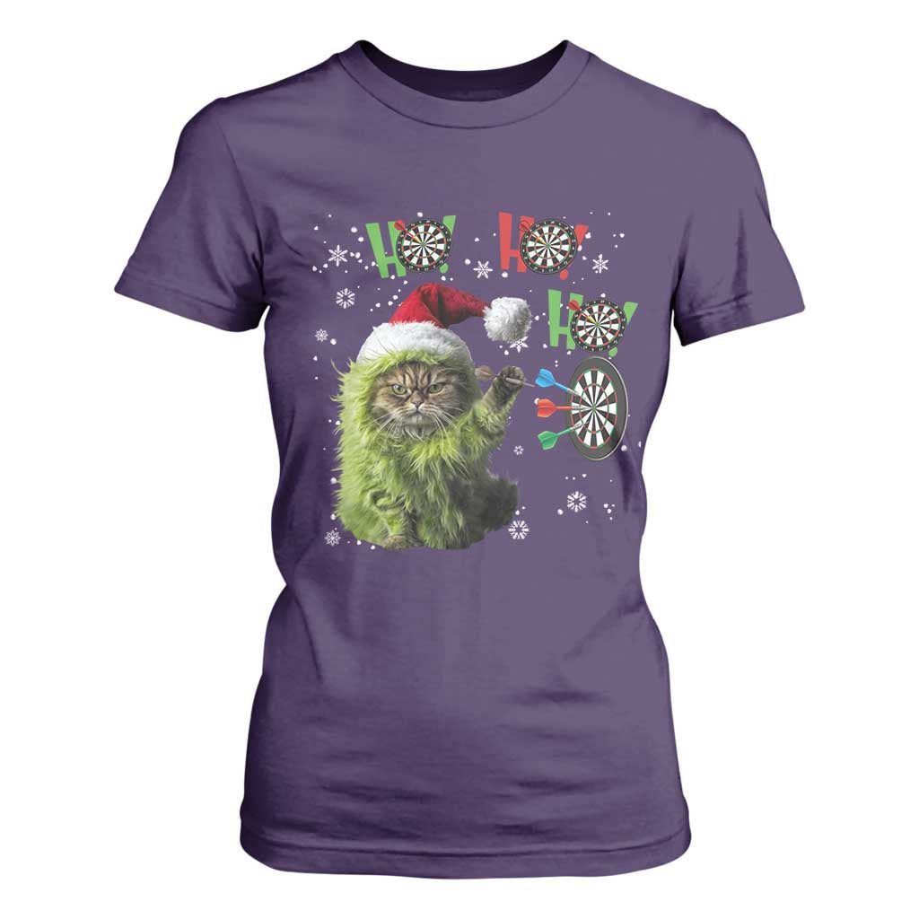 Funny Cat Throwing Dart Ho Ho Ho T Shirt For Women Christmas Gift For Dart Player TS12 Purple Print Your Wear
