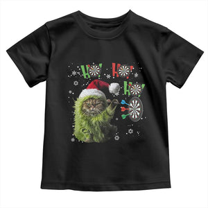 Funny Cat Throwing Dart Ho Ho Ho Toddler T Shirt Christmas Gift For Dart Player TS12 Black Print Your Wear