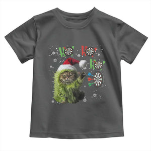 Funny Cat Throwing Dart Ho Ho Ho Toddler T Shirt Christmas Gift For Dart Player TS12 Dark Heather Print Your Wear