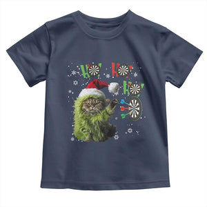 Funny Cat Throwing Dart Ho Ho Ho Toddler T Shirt Christmas Gift For Dart Player TS12 Navy Print Your Wear