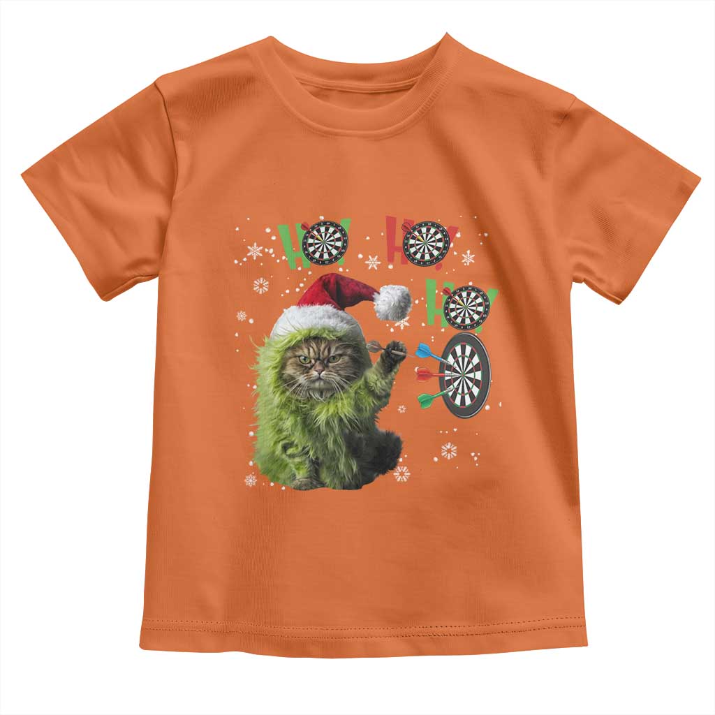 Funny Cat Throwing Dart Ho Ho Ho Toddler T Shirt Christmas Gift For Dart Player TS12 Orange Print Your Wear