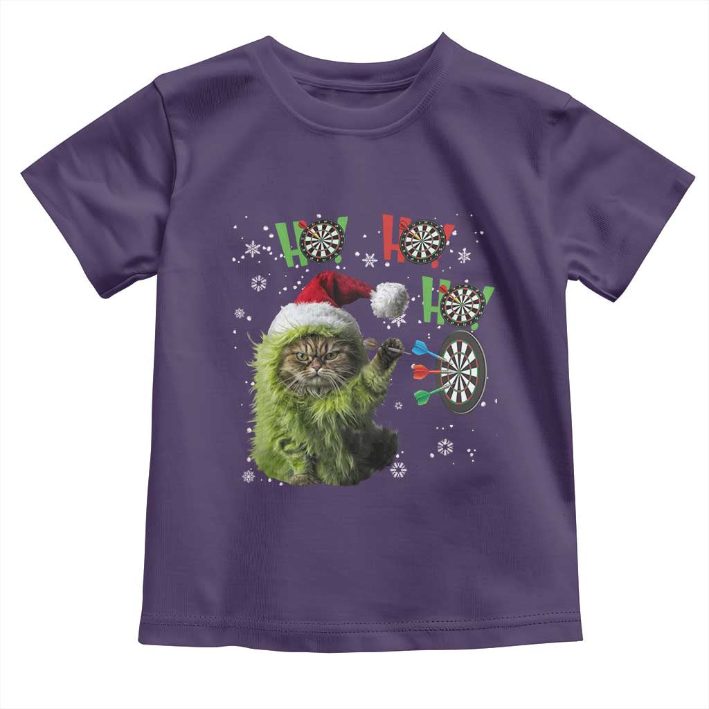 Funny Cat Throwing Dart Ho Ho Ho Toddler T Shirt Christmas Gift For Dart Player TS12 Purple Print Your Wear